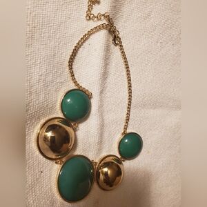 Necklace Womens Jewelry Green Goldtone Statement Necklace Semi Choker